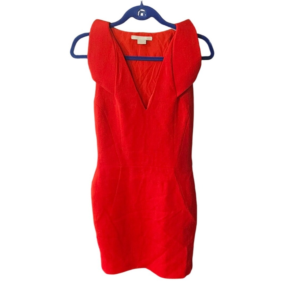 Antonio Berardi‎ Red Wool Sleeveless Sheath Dress Cocktail Party Size 42